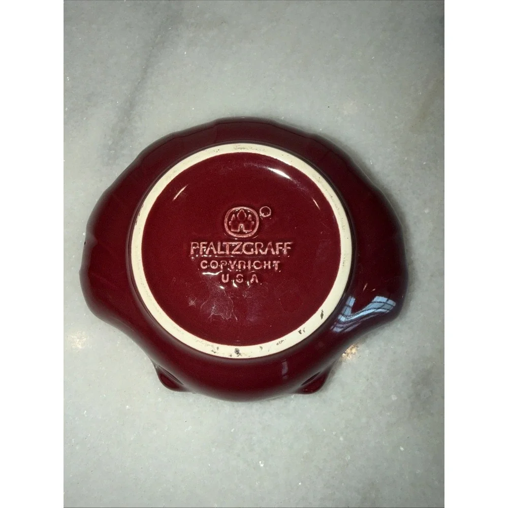 Vtg Ceramic Shell Burgundy Dish  Pfaltzgraff  Soap With Matching Water Cup GW992